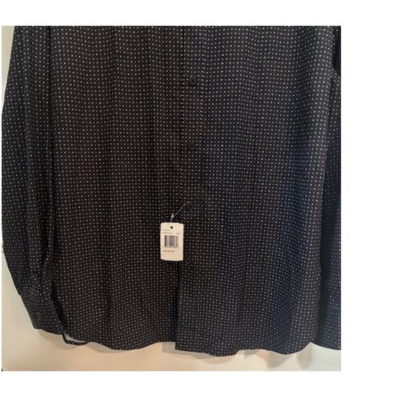 ConStruct 4 Way Stretch Button Up Shirt Mens Large Slim Fit Black Micro Dot NWT - Picture 7 of 8